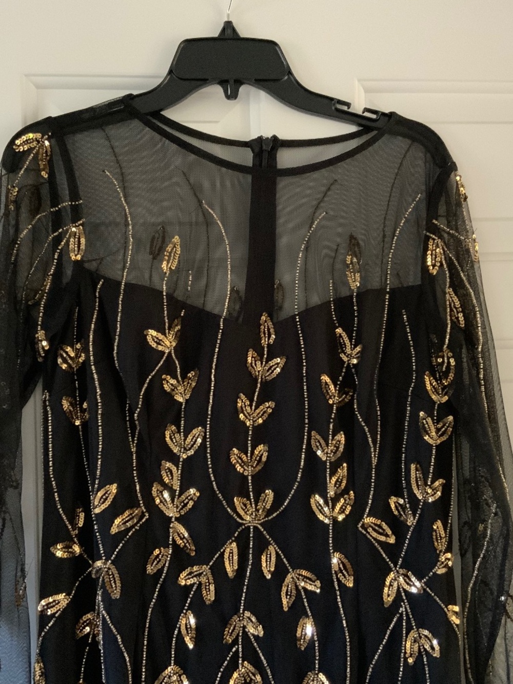 Adrianna Papell Black Sequined Special Occasion Dress, size 12